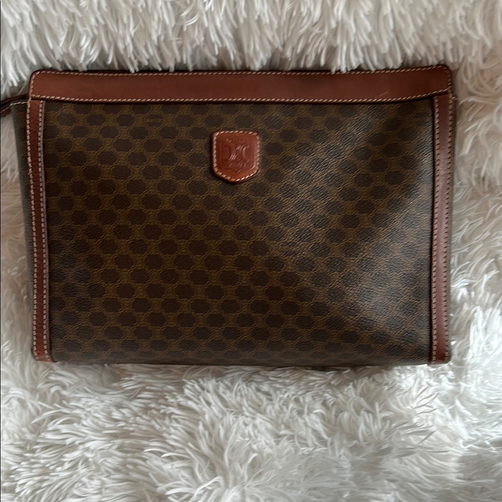Celine Brown Clutch Macadam Pvc